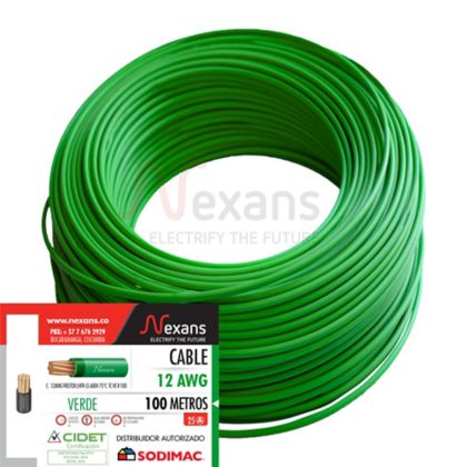 Cable De Cobre Libre De Halogeno #12 Verde 100M